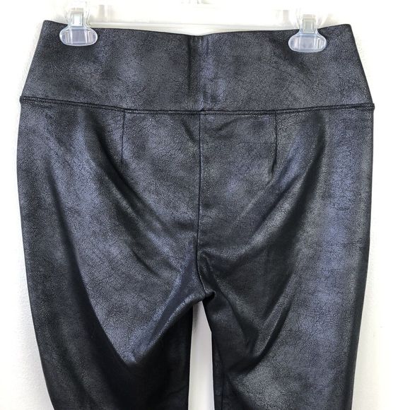 Nine West Stretch Knit Legging Womens Size M Faux Leather Stretchy Black Crackle - Picture 9 of 14